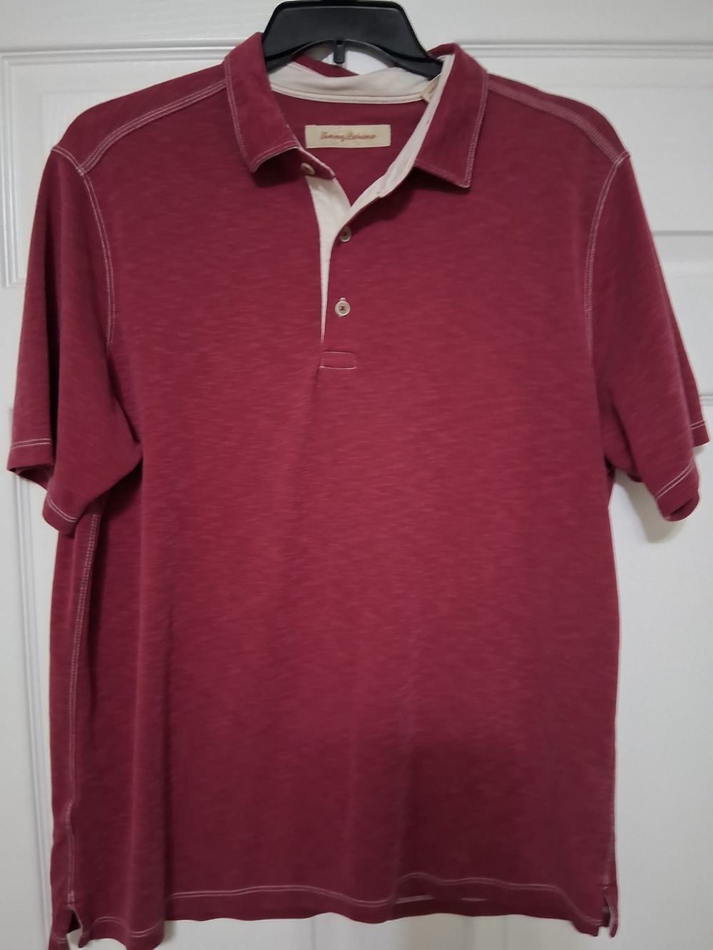 Tommy Bahama Men's Wine Polo with Contrast Cream Placket